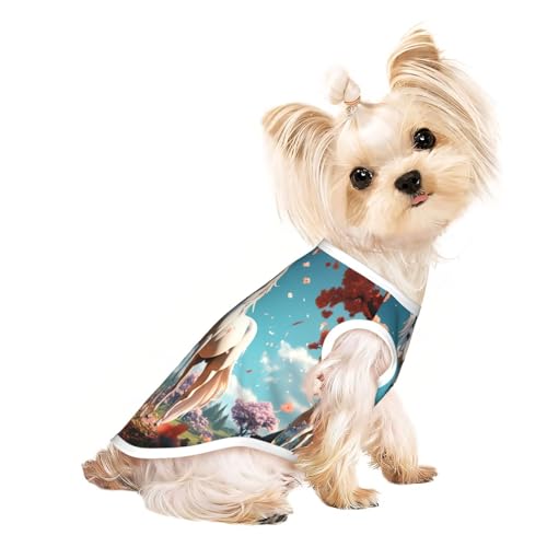 Weißer Hengst unter dem Pfirsichblütenbaum, süße Hundekleidung, Hunde-T-Shirt für kleine Hunde, Mädchen, Jungen. Haustier-Pullover, Katzenkleidung, geeignet für kleine Haustiere von HMBGFW