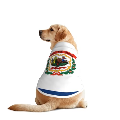 West-Virginia-Flagge, Haustier-T-Shirts für Hunde, Hundekleidung für große und mittelgroße Hunde, bequeme Hunde-Shirts, perfekt für den täglichen Gebrauch West-Virginia-Flagge, Haustier-T-Shirts für Hunde, Hundekleidung für große und mittelgroße Hunde, bequeme Hunde-Shirts, perfekt für den täglichen Gebrauch von HMBGFW