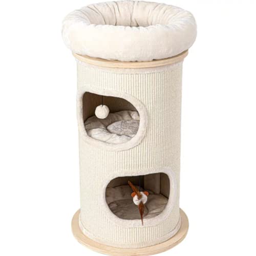 Giocattolo Mehrschichtiger Kratzbaum Sisalfass Modern Katzenspielhaus für Indoor Katzen Kätzchen Katze Haustier Möbel zum Spielen und Ausruhen Graffiatoio von HMBLAW