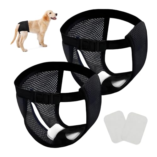 HMCEY 2 PCS Hundehöschen Läufigkeit,Schutzhose Hündin Läufigkeitshose,Hunde Windeln Weiblich,Schutzhöschen Hundehose für Läufigkeit mit 6 Damenbinde,Waschbare Hundewindeln Hündinnen Wiederverwendbare von HMCEY