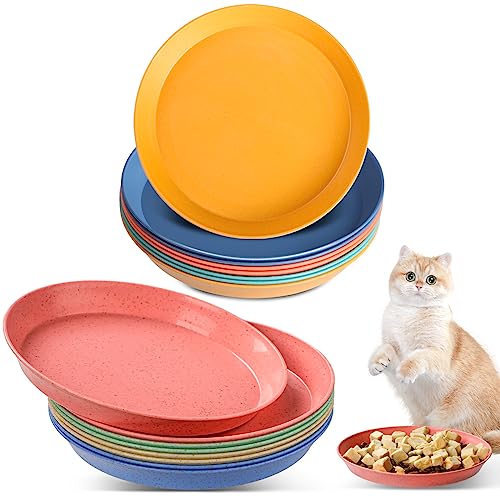 HMDZMR Katzenfutterschüssel-Set, 15,2 cm, ohne Ermüdung, kleiner flacher Katzennapf, flacher Futternapf oder Teller für Katzen und kleine Hunde, 8 Farben, 16-teilig von HMDZMR