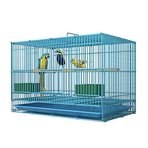 HMEI Dekorativer Vogelkäfig aus Schmiedeeisen, mit Rollständer, für Papageien, Sittiche, Nymphensittiche, großer Vogelkäfig für die meisten Vögel, Blau (Größe: L) von HMEI
