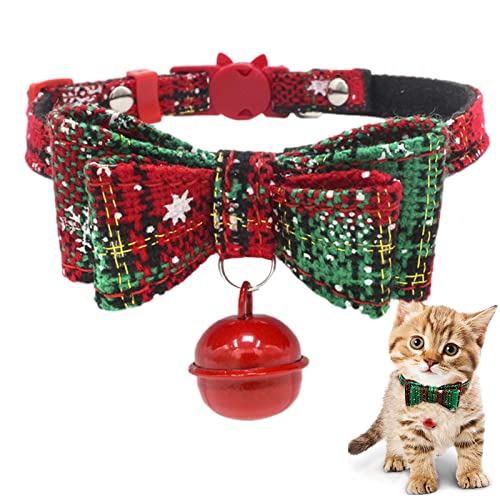 HMLTD Haustier-Weihnachtshalsband - Niedliche Weihnachts-Schneeflocken-Hundehalsbänder - Weihnachts-Schneeflocken-Hundehalsbänder für Haustiere mit Fliege und Glöckchen für kleine, mittelgroße von HMLTD