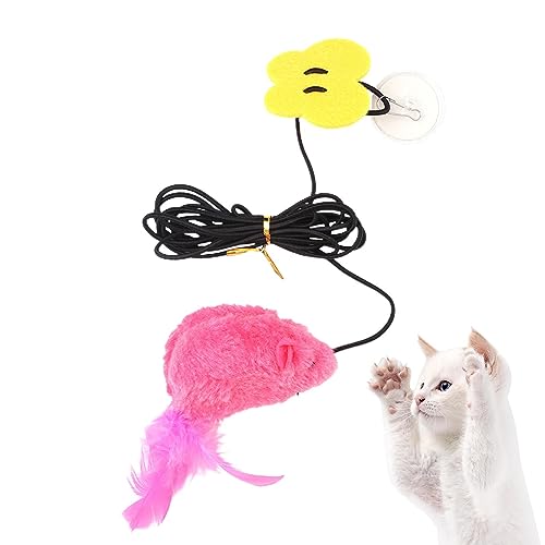 HMLTD Katzen-Teaser-Türbehang | Tür-Katzenspielzeug mit lauter Maus und Feder für Kätzchenspielzeug - Schaukelspielzeug mit Feder und hüpfender Maus, versenkbare Tür, Katzenspielzeug für Hunde von HMLTD