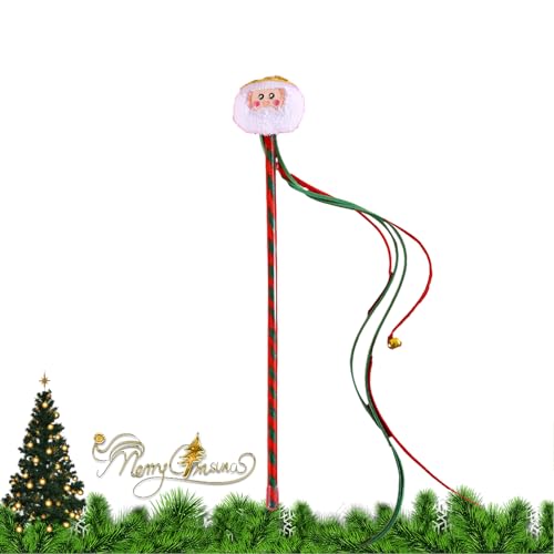 HMLTD Katzenspielzeug Teaser Zauberstab, Weihnachten Katzenspielzeug Katzenfänger Teaser Stick, Tragbares Weihnachts-Katzenspielzeug, Katzenfänger, Teaser-Stick zum Beißen, Kauen und Spielen von HMLTD