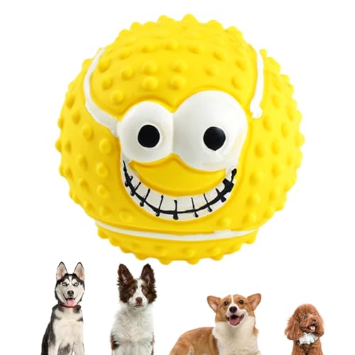 HMLTD Latex-Gesichtsball-Hundespielzeug, quietschende Hundespielzeug-Gesichtsbälle - Quietschende Latex-Gesichtsbälle für Hunde,Lustiges Hunde-Welpenspielzeug mit federnden Kaugesichtsbällen von HMLTD