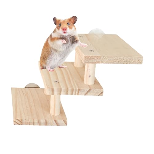 Hamster Holztreppe,Kaubeständiges Spielzeug für Kleintierkäfige aus Holz, Kletterbrücke, Leitern - Spielzubehör für Haustiere für Käfige, Häuser und Plattformen Hmltd von HMLTD