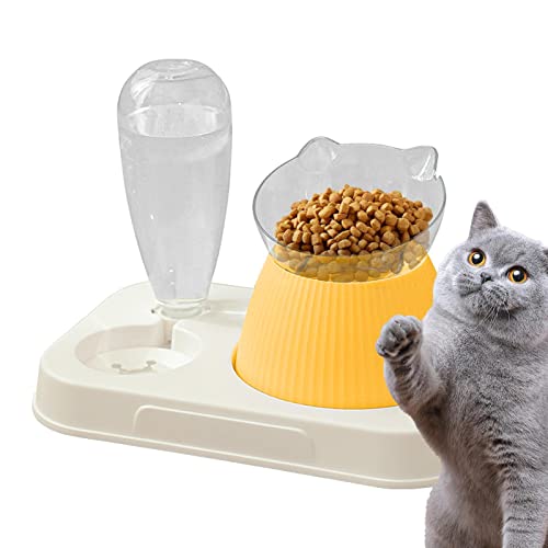 Katzenfutternapf-Set - 15 Grad geneigte erhöhte Katzennäpfe - Erhöhtes Katzenfutternapf-Set, Anti-Erbrechen-Katzenfutterwassernapf für Hunde und Haustiere Hmltd von HMLTD