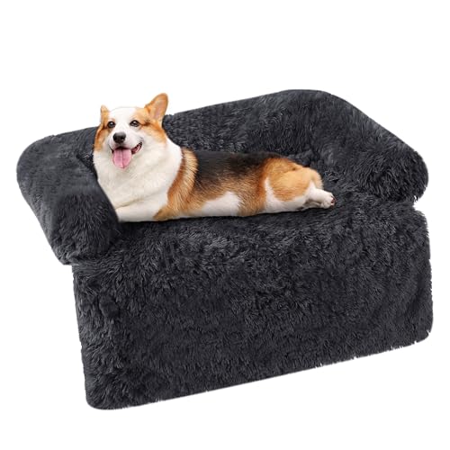 HMTOPE Hundebett, Anti-Bewuchs Hundedecke, Hundesofa, Sofaschutz, Waschbar und rutschfest Hundekissen für Mittelgroße Hunde, Größe L, 95 x 85 x 16 cm, Dunkelgrau von HMTOPE