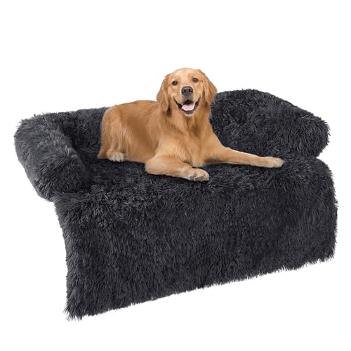 HMTOPE Hundebett, Anti-Bewuchs Hundedecke, Hundesofa, Sofaschutz, Waschbar und rutschfest Hundekissen für Mittelgroße und Grosse Hunde, Größe XL, 110 x 95 x 18 cm, Dunkelgrau von HMTOPE