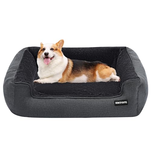 HMTOPE Hundebett, Hundesofa, Hundekissen, Hundekörbchen Abnehmbar und waschbar, Dunkelgrau, 90 x 75 x 25 cm von HMTOPE