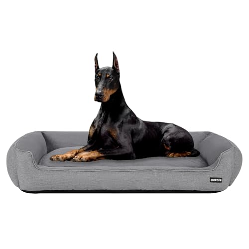 HMTOPE Hundebett, Hundesofa, Hundekissen, Hundekörbchen Abnehmbar und waschbar, Hellgrau, 120 x 90 x 30 cm von HMTOPE