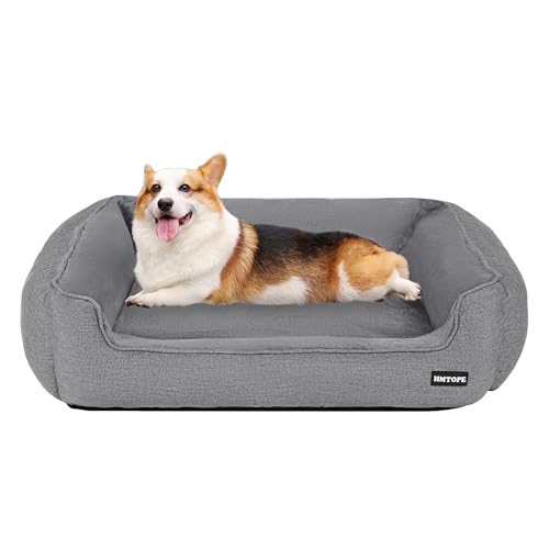 HMTOPE Hundebett, Hundesofa, Hundekissen, Hundekörbchen Abnehmbar und waschbar, Hellgrau, 90 x 75 x 25 cm von HMTOPE