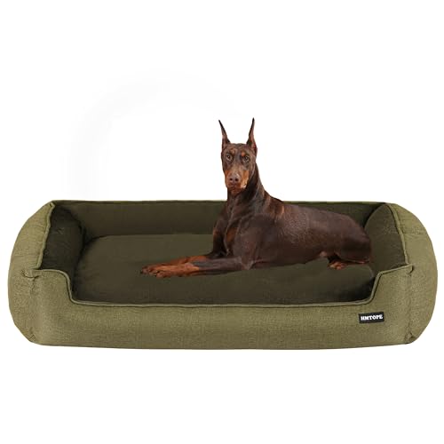 HMTOPE Hundebett, Hundesofa, Hundekissen, Hundekörbchen Abnehmbar und waschbar, Olivgrün, 120 x 90 x 30 cm von HMTOPE