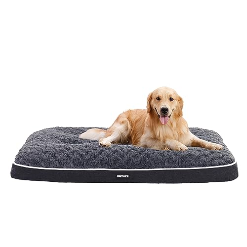 HMTOPE Hundebett, 12cm Dicke Hundematte, waschbar, rutschfeste Unterseite, Hundematte für große Hunde, 105cm, Dunkelgrau von HMTOPE