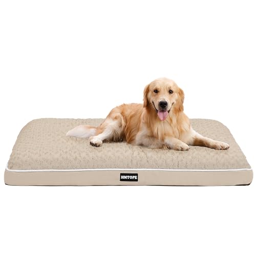 HMTOPE Orthopädisches Hundebett, Hundematte im Doppelstock-Design, Waschbar Hundekissen, Abnehmbar Hundekorb, 105 cm für Mittelgroße Hunde, Beige von HMTOPE
