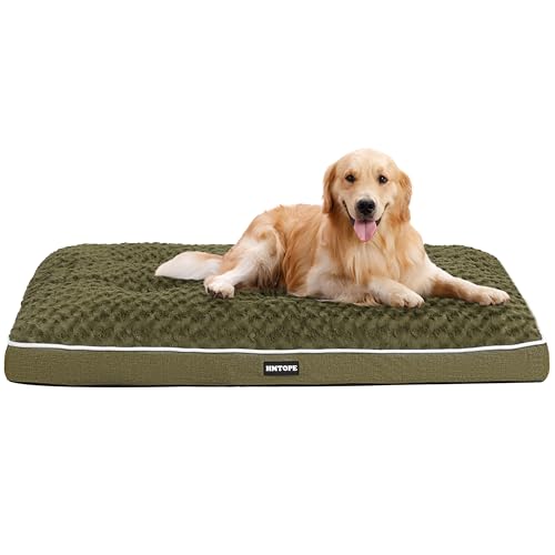 HMTOPE Orthopädisches Hundebett, Hundematte im Doppelstock-Design, Waschbar Hundekissen, Abnehmbar Hundekorb, 105 cm für Mittelgroße Hunde, Olivgrün von HMTOPE