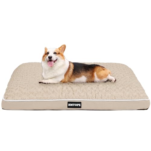 HMTOPE Orthopädisches Hundebett, Hundematte im Doppelstock-Design, Waschbar Hundekissen, Abnehmbar Hundekorb, 90 cm für Kleine bis Mittelgroße Hunde, Beige von HMTOPE