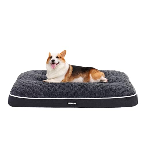 HMTOPE Orthopädisches Hundebett, Hundematte im Doppelstock-Design, Waschbar Hundekissen, Abnehmbar Hundekorb, 90 cm für Kleine bis Mittelgroße Hunde, Dunkelgrau von HMTOPE