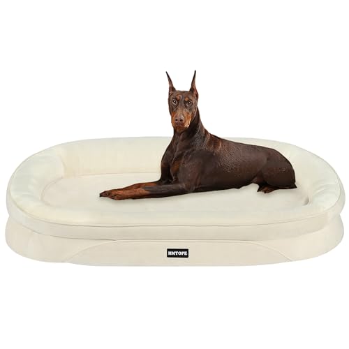 HMTOPE Orthopädisches Hundebett, Hundesofa, Vierseitiges Nackenrolle Kissen, rutschfeste Unterseite Hundekorb, Abnehmbar und Waschbar, Grosse Hunde, 122 x 90 x 19 cm, Beige HMTOPE Orthopädisches Hundebett, Hundesofa, Vierseitiges Nackenrolle Kissen, rutschfeste Unterseite Hundekorb, Abnehmbar und Waschbar, Grosse Hunde, 122 x 90 x 19 cm, Beige von HMTOPE