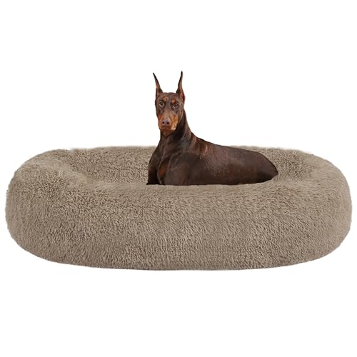 HMTOPE Orthopädisches Hundebett rund Hundekissen Hundesofa Katzenbett Donut Kuscheliges Hundekorb Waschbar, 120 cm Ø, Kamelbraun HMTOPE Orthopädisches Hundebett rund Hundekissen Hundesofa Katzenbett Donut Kuscheliges Hundekorb Waschbar, 120 cm Ø, Kamelbraun von HMTOPE