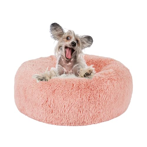 HMTOPE Orthopädisches Hundebett rund Hundekissen Hundesofa Katzenbett Donut Kuscheliges Hundekorb Waschbar, 60 cm Ø, Rosa von HMTOPE