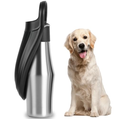 Hundetrinkflasche für Unterwegs - 750ml Trinkflasche Hunde für Unterwegs, Wasserflasche Hund- Auslaufsicher & Robust aus Edelstahl, Doppelwandig Vakuum Isolierte, Hunde Trinkflasche to go von HNCY