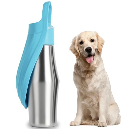 Hundetrinkflasche für Unterwegs - 750ml Trinkflasche Hunde für Unterwegs, Wasserflasche Hund- Auslaufsicher & Robust aus Edelstahl, Doppelwandig Vakuum Isolierte, Hunde Trinkflasche to go von HNCY