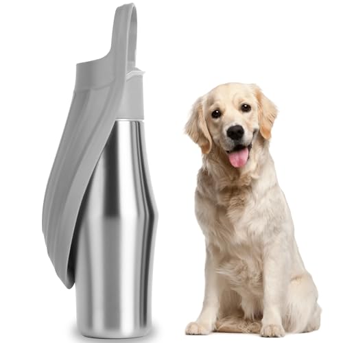 Hundetrinkflasche für Unterwegs - 750ml Trinkflasche Hunde für Unterwegs, Wasserflasche Hund- Auslaufsicher & Robust aus Edelstahl, Doppelwandig Vakuum Isolierte, Hunde Trinkflasche to go von HNCY