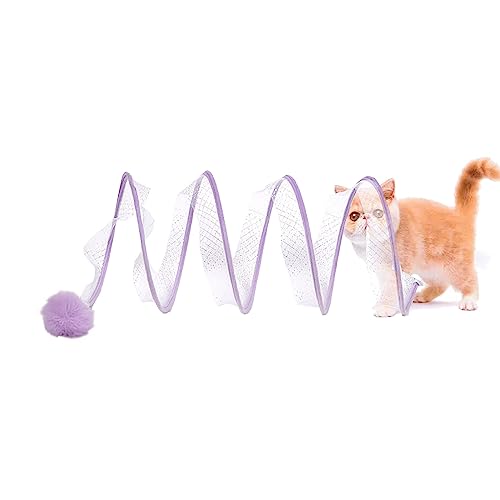 Ausgehöhlter Katzentunnel Mit Haustierspielzeug, Faltbarer Tunnel Kätzchenröhre Zusammenklappbares Spielspielzeug Welpenspielzeug Für Puzzle Training 2 Größen (M,Purple) von HNDB
