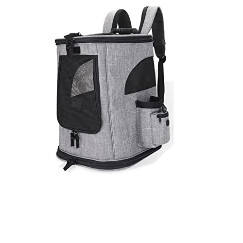 Cat Backpack Carrier Erweiterbarer Haustierrucksack für mittelgroße Katzen und kleine Hunde Faltbarer Haustierrucksack, mit innerer ausbruchsicherer Leine und Haustiermatte (Grey) von HNDB