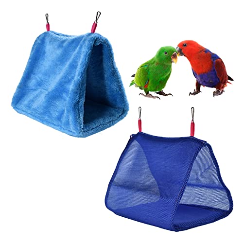 2 Stück Papageienhängematte Dreieckig, Alle Jahreszeiten Vogelnester Für Käfige, Hängendes Vogelnest Käfigzelt Für Sittich Nymphensittich Unzertrennliche Wellensittich (M,Blue) von HNDB