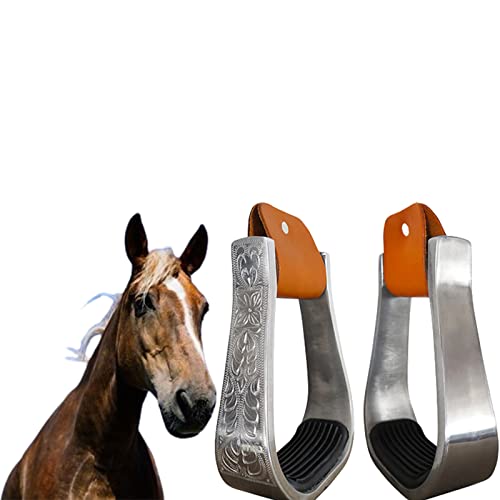 HNDB Flexible Sicherheitssteigbügel, handgeschnitzte Reitsteigbügel, Aluminium-Western-Pferdesattel mit Rutschfester Gummimatte, für die Reitleistung (B) von HNDB