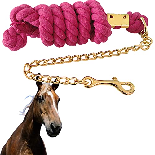 HNDB Führstrick für Pferde, solides Baumwoll-Führungsseil mit Kettenzubehör, praktisch zum Führen, langlebige Drehschnalle, einfache Handhabung (2.5M,Rose Red) von HNDB
