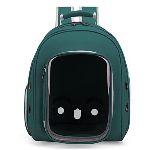 HNDB Katzen-Rucksack, tragbarer Hunde-Reiserucksack, atmungsaktiver, niedlicher Haustier-Rucksack für Welpen, Katzen, Rucksack für Reisen, Wandern, Einkaufen im Freien (Dark Green) von HNDB