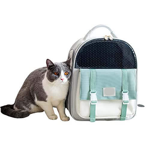 HNDB Katzenrucksack,Hundetragetasche,tragbarer, atmungsaktiver Katzentragerucksack für Welpen und Katzen,strapazierfähiger Oxford-Haustierrucksack für Reisen,Wandern, Einkaufen im Freien (Green) von HNDB