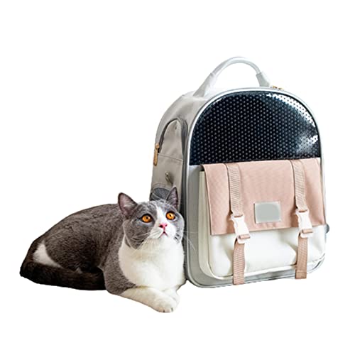 HNDB Katzenrucksack,Hundetragetasche,tragbarer, atmungsaktiver Katzentragerucksack für Welpen und Katzen,strapazierfähiger Oxford-Haustierrucksack für Reisen,Wandern, Einkaufen im Freien (Khaki) von HNDB