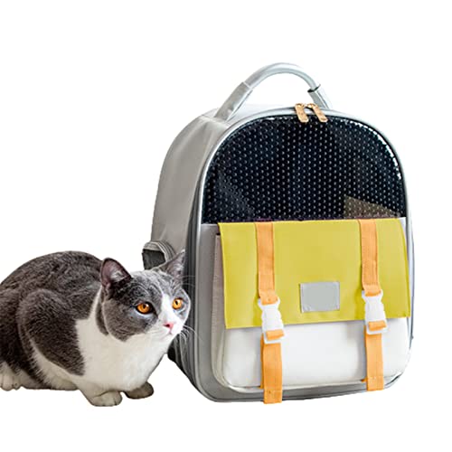 HNDB Katzenrucksack,Hundetragetasche,tragbarer, atmungsaktiver Katzentragerucksack für Welpen und Katzen,strapazierfähiger Oxford-Haustierrucksack für Reisen,Wandern, Einkaufen im Freien (Yellow) von HNDB