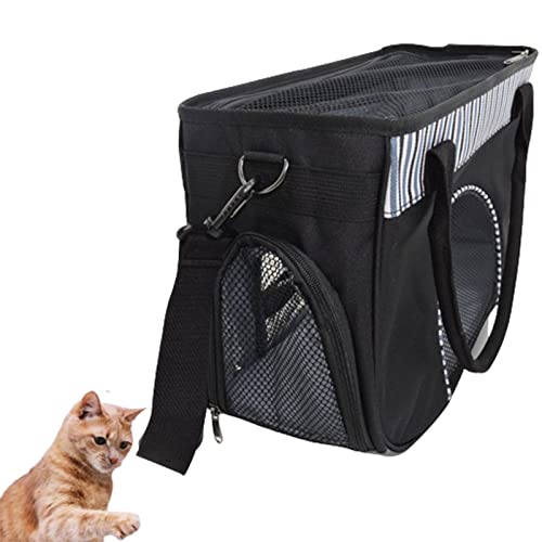 HNDB Katzentragerucksack, tragbare atmungsaktive Haustierhandtasche, wasserdichte multifunktionale Reisekatzentasche, Hundetragetaschen mit verschließbaren Sicherheitsreißverschlüssen (L,Black) von HNDB