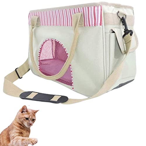 HNDB Katzentragerucksack, tragbare atmungsaktive Haustierhandtasche, wasserdichte multifunktionale Reisekatzentasche, Hundetragetaschen mit verschließbaren Sicherheitsreißverschlüssen (L,Pink) von HNDB