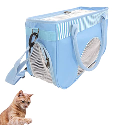 HNDB Katzentragerucksack, tragbare atmungsaktive Haustierhandtasche, wasserdichte multifunktionale Reisekatzentasche, Hundetragetaschen mit verschließbaren Sicherheitsreißverschlüssen (S,Blue) von HNDB