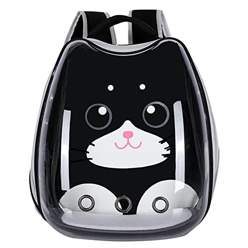 HNDB Katzentragerucksack, tragbarer Hunderucksack, atmungsaktiver Haustier-Luftblasen-Rucksack für Welpen und Katzen, Haustierrucksack für Reisen, Wandern, Einkaufen im Freien (Black) von HNDB