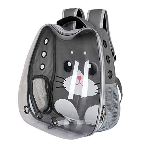 HNDB Katzentragerucksack, tragbarer Hunderucksack, atmungsaktiver Haustier-Luftblasen-Rucksack für Welpen und Katzen, Haustierrucksack für Reisen, Wandern, Einkaufen im Freien (Grey) von HNDB