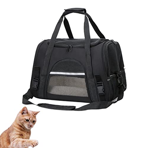 HNDB Katzentragerucksack,tragbare atmungsaktive Haustierhandtasche,multifunktionale Faltbare Reisekatzentasche,Hundetragetaschen mit abschließbaren Sicherheitsreißverschlüssen (Black) von HNDB