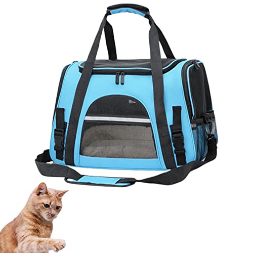 HNDB Katzentragerucksack,tragbare atmungsaktive Haustierhandtasche,multifunktionale Faltbare Reisekatzentasche,Hundetragetaschen mit abschließbaren Sicherheitsreißverschlüssen (Blue) von HNDB