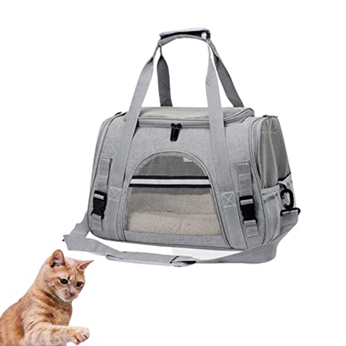 HNDB Katzentragerucksack,tragbare atmungsaktive Haustierhandtasche,multifunktionale Faltbare Reisekatzentasche,Hundetragetaschen mit abschließbaren Sicherheitsreißverschlüssen (Grey) von HNDB