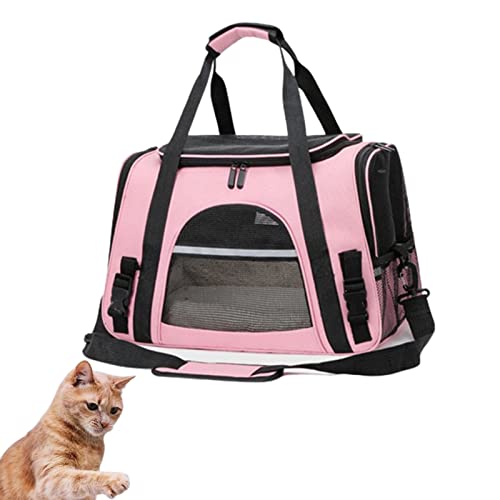 HNDB Katzentragerucksack,tragbare atmungsaktive Haustierhandtasche,multifunktionale Faltbare Reisekatzentasche,Hundetragetaschen mit abschließbaren Sicherheitsreißverschlüssen (Pink) von HNDB