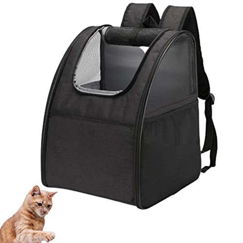 HNDB Katzentragerucksack,tragbare atmungsaktive Haustiertasche,multifunktionale Faltbare Reisekatzentasche,Hundetragetaschen mit ergonomischer Rückenlehne und Belüftung (Black) von HNDB