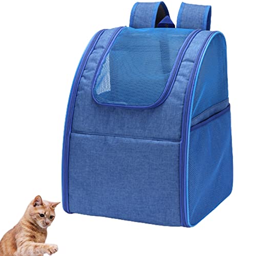 HNDB Katzentragerucksack,tragbare atmungsaktive Haustiertasche,multifunktionale Faltbare Reisekatzentasche,Hundetragetaschen mit ergonomischer Rückenlehne und Belüftung (Dark Blue) von HNDB