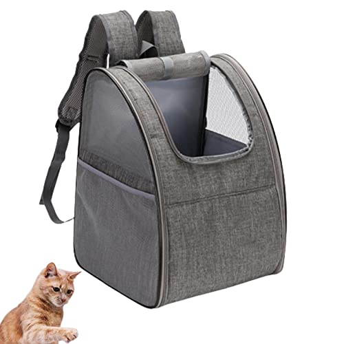 HNDB Katzentragerucksack,tragbare atmungsaktive Haustiertasche,multifunktionale Faltbare Reisekatzentasche,Hundetragetaschen mit ergonomischer Rückenlehne und Belüftung (Grey) von HNDB